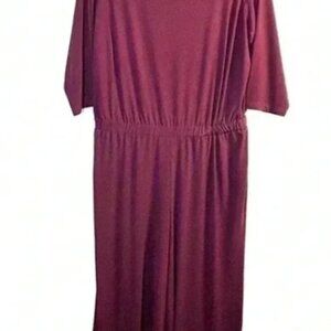 Joan Rivers Jersey Knit Jumpsuit XL Burgundy